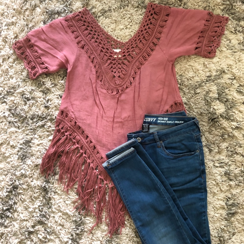 Boho fringe/crotchet top